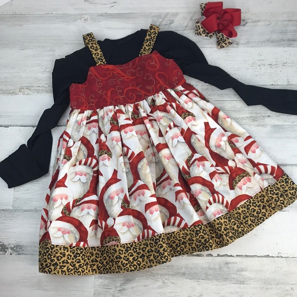 Santa Leopard Holiday dress size 4 / 5 - Picture 6 of 8
